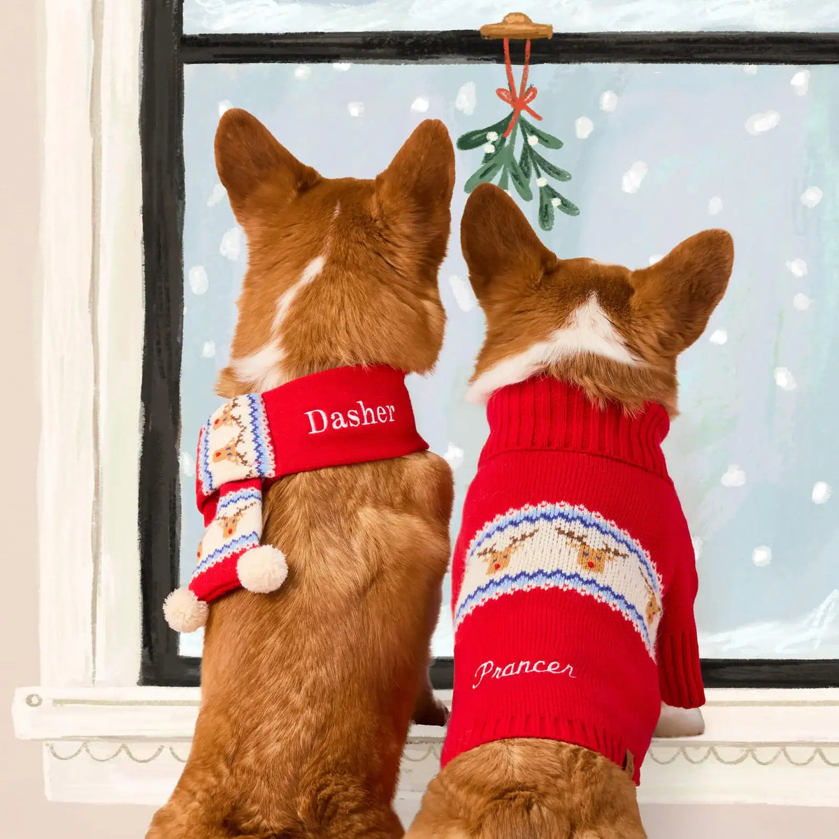 Fair Isle Dog Sweater with Soft Knit Turtleneck, Leash Opening and Machine-Washable Cold-Weather Fit