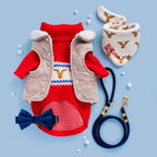 Fair Isle Dog Sweater with Soft Knit Turtleneck, Leash Opening and Machine-Washable Cold-Weather Fit