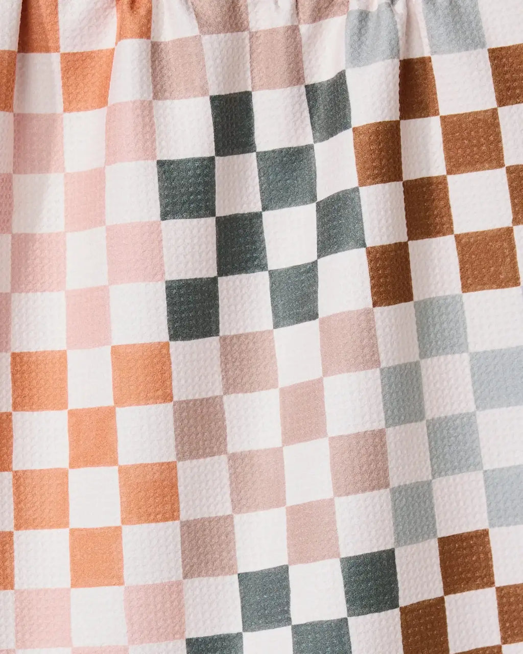 Fall Kitchen Tea Towel in Autumn Checkered Brown, Cream and Gray