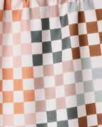 Fall Kitchen Tea Towel in Autumn Checkered Brown, Cream and Gray