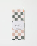 Fall Kitchen Tea Towel in Autumn Checkered Brown, Cream and Gray