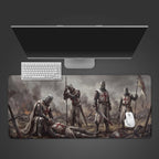 Fallen Crusader Dark Fantasy Desk Mat Mouse Pad with Smooth Tracking, Waterproof Surface, RGB and Custom Text