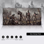 Fallen Crusader Dark Fantasy Desk Mat Mouse Pad with Smooth Tracking, Waterproof Surface, RGB and Custom Text