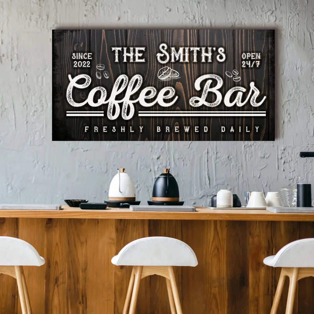 Family Coffee Bar Canvas Sign in a Classic Gallery-Wrapped Style