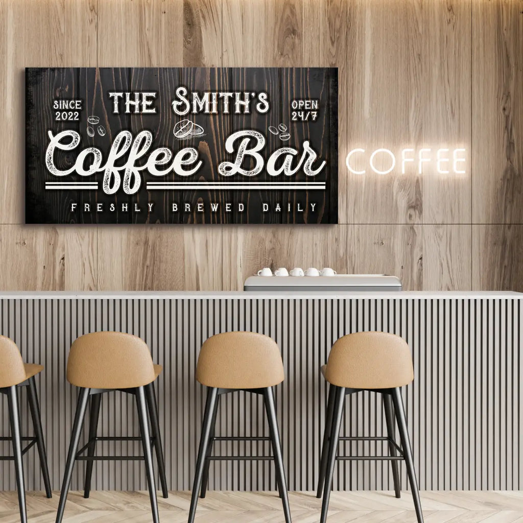 Family Coffee Bar Canvas Sign in a Classic Gallery-Wrapped Style