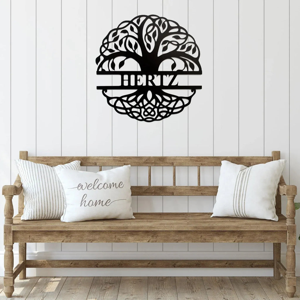 Family Tree Monogram Metal Wall Art Personalized