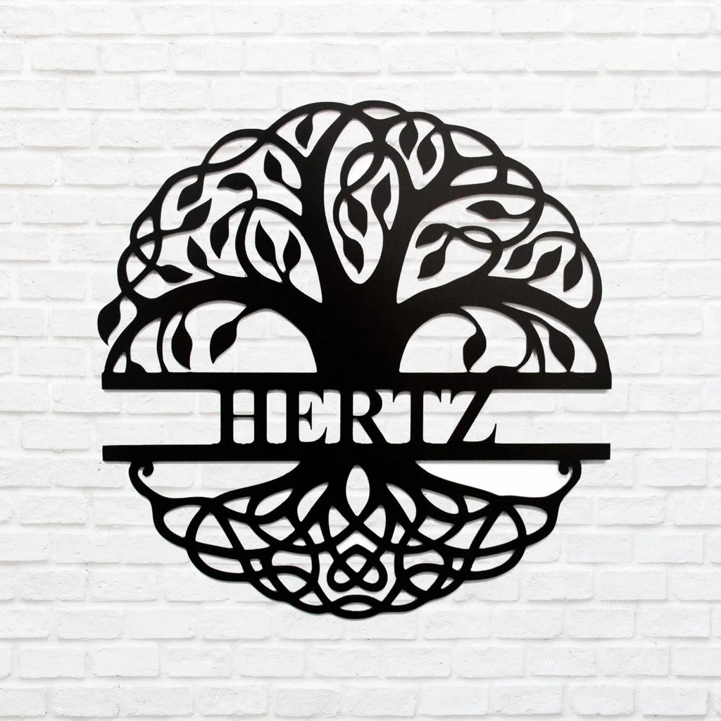 Family Tree Monogram Metal Wall Art Personalized
