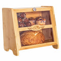 Farmhouse Bread Box for Kitchen Countertop with Extra-Large Two-Layer Storage and Secure Magnetic-Lock Door