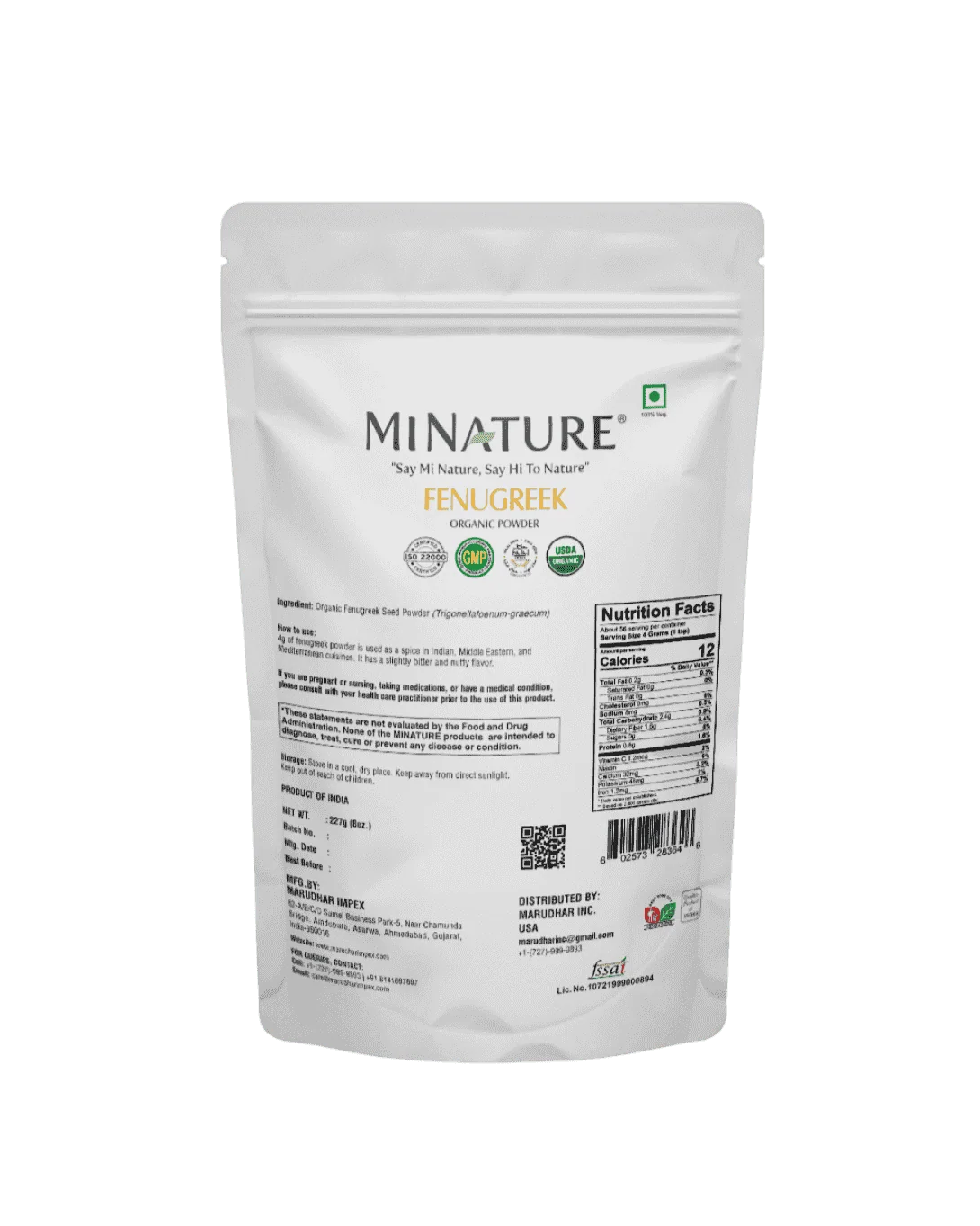 Fenugreek Powder 227g, Organic Plant-Based Herb