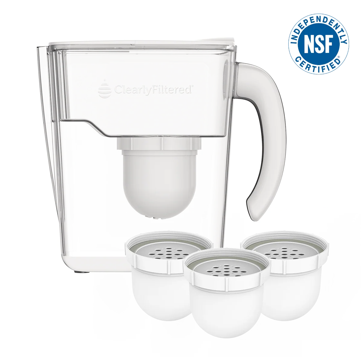 Filtered Water Pitcher and Filter 3-Pack Bundle, 80 oz Capacity in BPA- and BPS-Free Medical-Grade Tritan