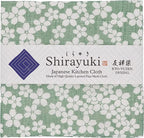Fine Mesh Kitchen Cloth in Green Cherry Blossoms for Everyday Dish and Table Wiping, Made in Japan