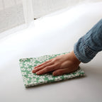 Fine Mesh Kitchen Cloth in Green Cherry Blossoms for Everyday Dish and Table Wiping, Made in Japan