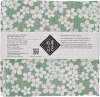 Fine Mesh Kitchen Cloth in Green Cherry Blossoms for Everyday Dish and Table Wiping, Made in Japan