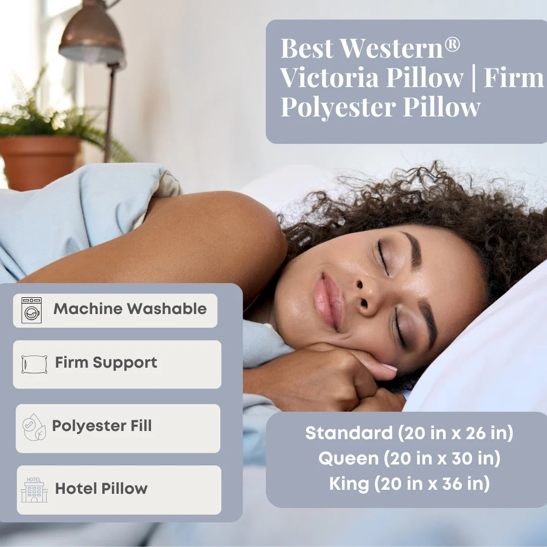 Firm Polyester Pillow for Back and Side Sleepers with Hypoallergenic Fill in Standard, Queen, and King Sizes