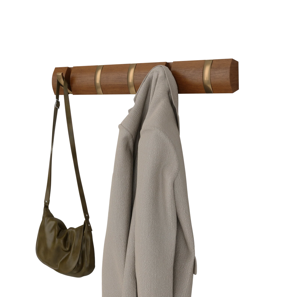 Five-Hook Wall Mounted Coat Rack, Warm-Gold