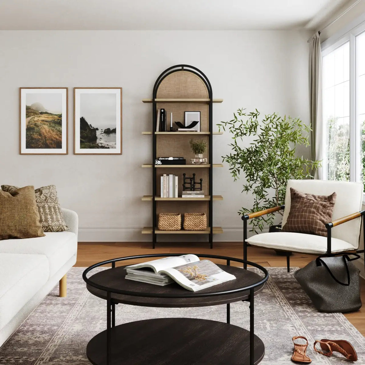 Five-Shelf Arched Bookshelf