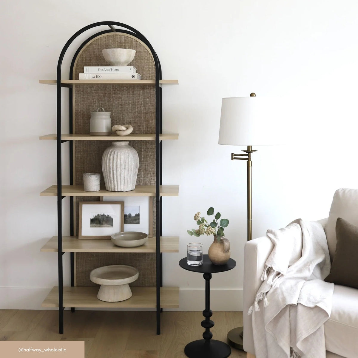 Five-Shelf Arched Bookshelf