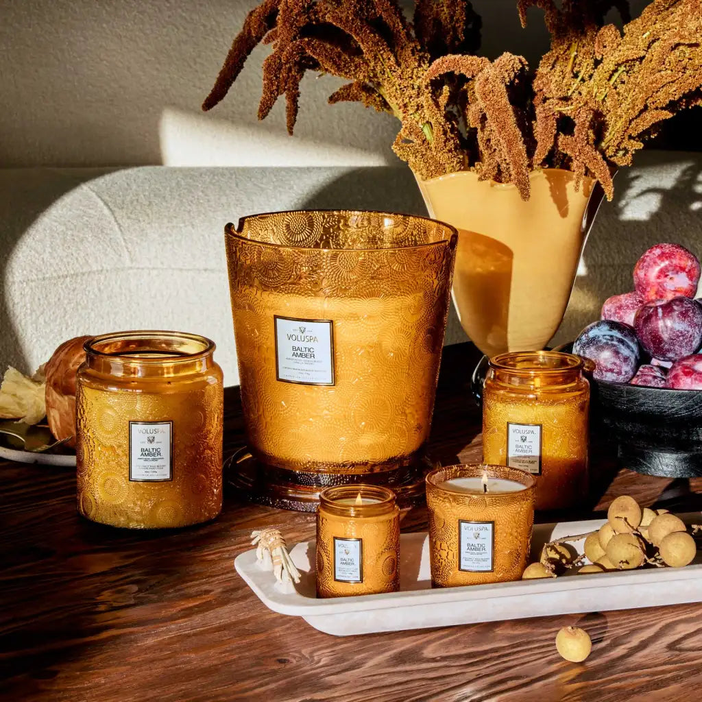 Five-Wick Hearth Candle in Baltic Amber, a Warm Woody Fragrance