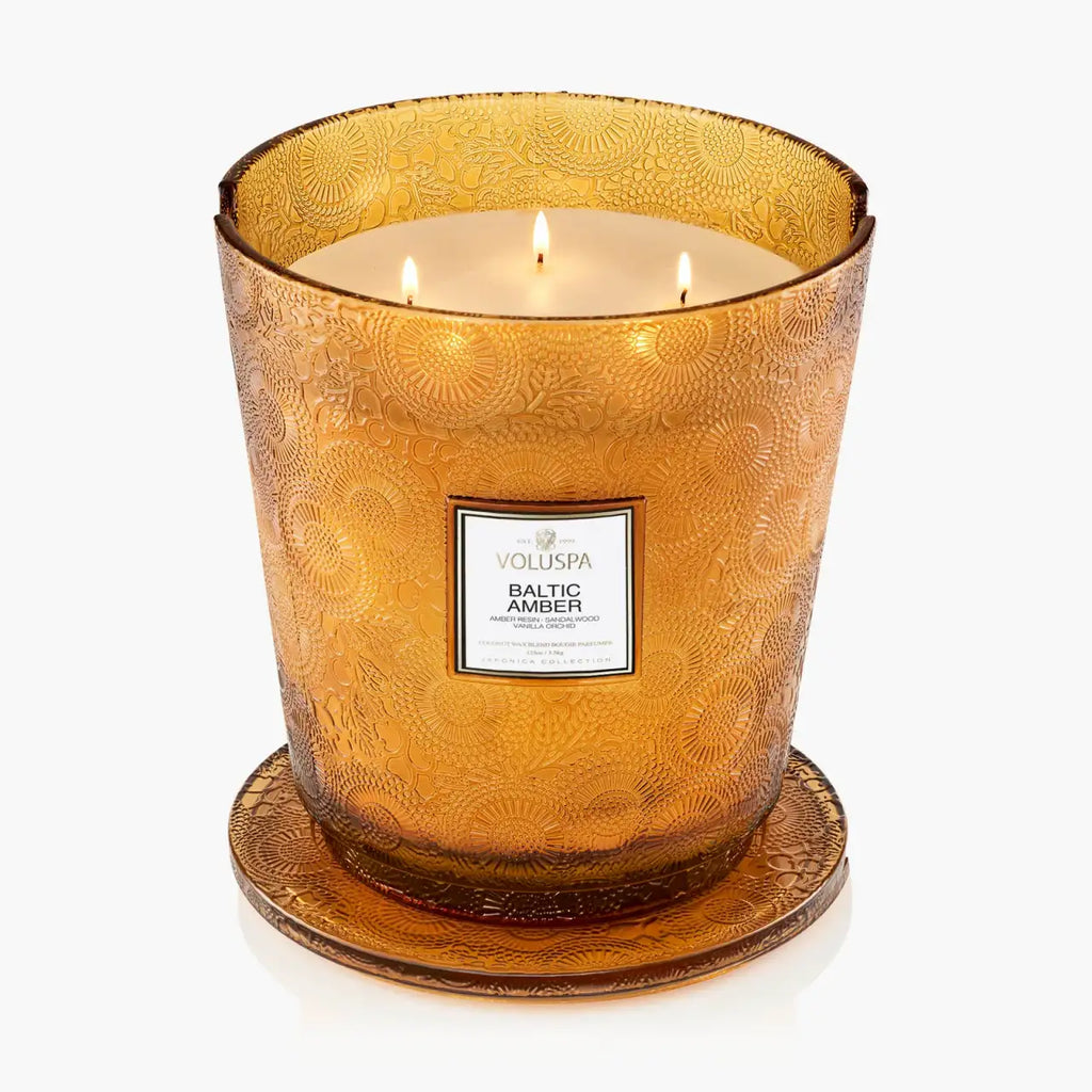 Five-Wick Hearth Candle in Baltic Amber, a Warm Woody Fragrance