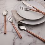 Flatware Set in 18/8 Stainless Steel with Handcrafted Textured Handles for Everyday Dining and Gatherings