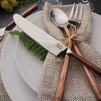 Flatware Set in 18/8 Stainless Steel with Handcrafted Textured Handles for Everyday Dining and Gatherings