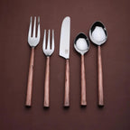 Flatware Set in 18/8 Stainless Steel with Handcrafted Textured Handles for Everyday Dining and Gatherings