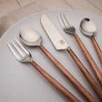 Flatware Set in 18/8 Stainless Steel with Handcrafted Textured Handles for Everyday Dining and Gatherings