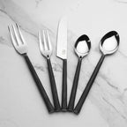 Flatware Set in 18/8 Stainless Steel with Handcrafted Textured Handles for Everyday Dining and Gatherings
