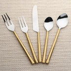 Flatware Set in 18/8 Stainless Steel with Handcrafted Textured Handles for Everyday Dining and Gatherings