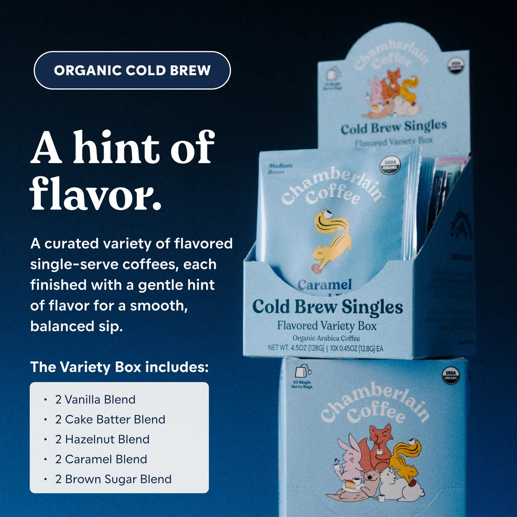 Flavored Single Serve Coffee Variety Pack with 10 Packets for Hot or Iced Coffee · 10 single-serve packets in one variety