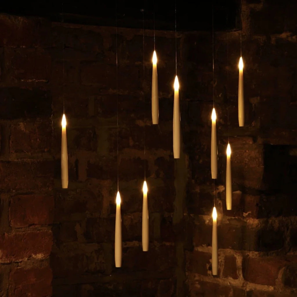 Floating Flameless Candles with Magic Wand Remote for a Hovering Ceiling Display and Fall Decor