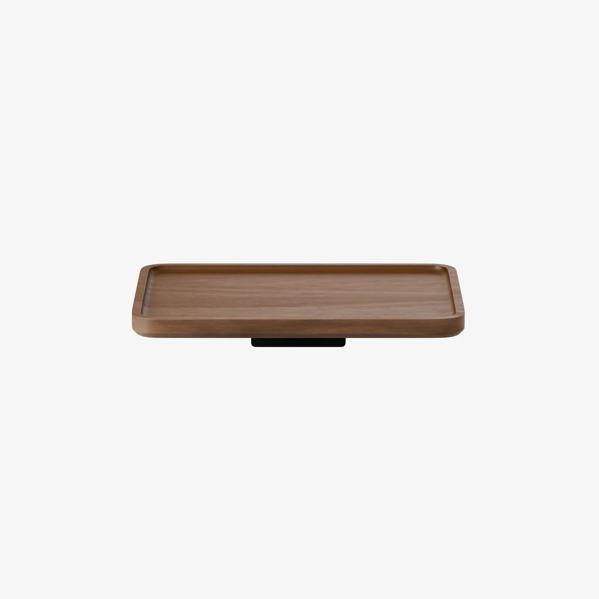 Floating Nightstand Bed Side Table with Curved Tray, Upcycled Rubberwood and Five F — Walnut / Individual / Walnut / Set of 2