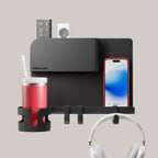 Floating Wall Shelf with Modular Accessories and Cord Storage for Bedside and Living Room Essentials