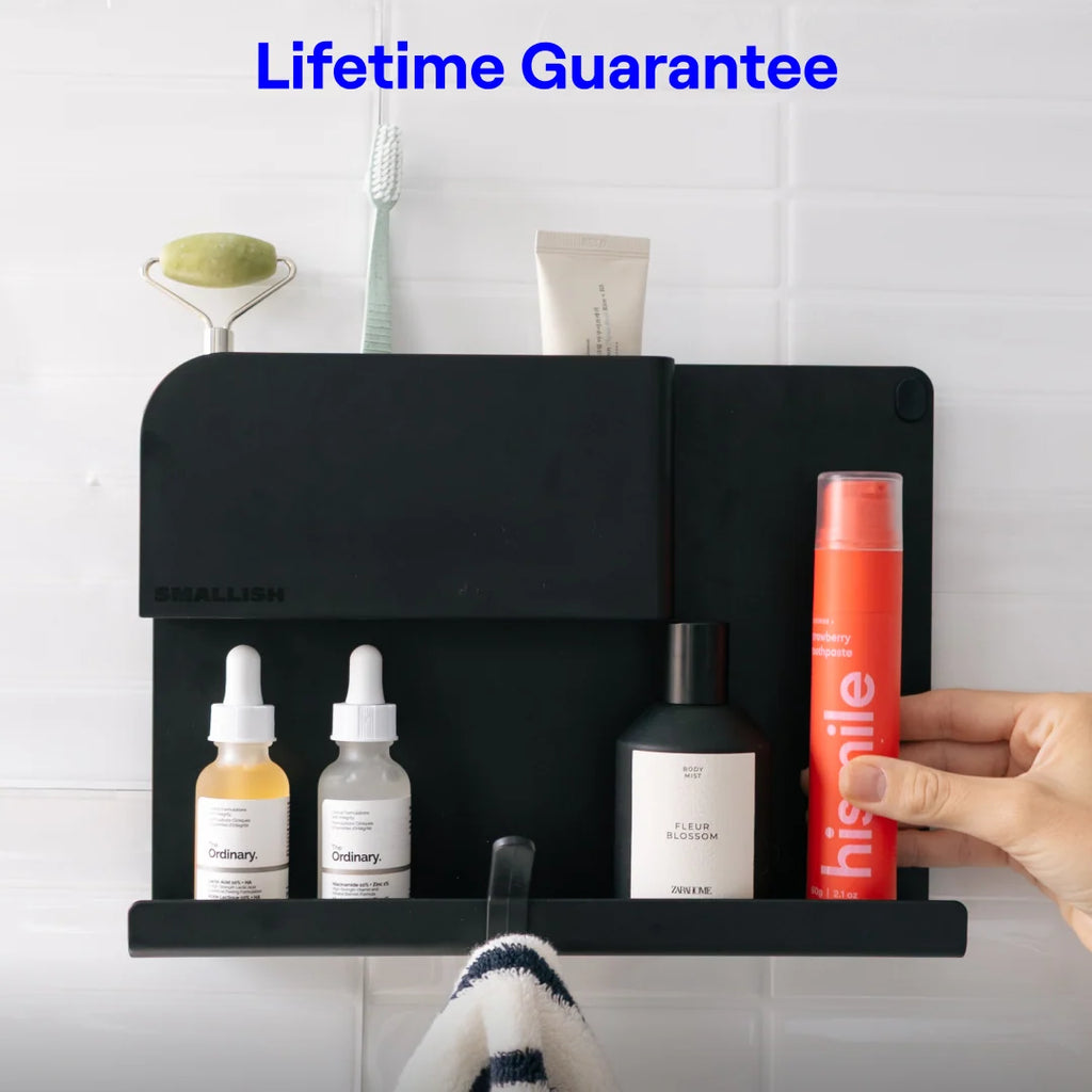 Floating Wall Shelf with Modular Accessories and Cord Storage for Bedside and Living Room Essentials