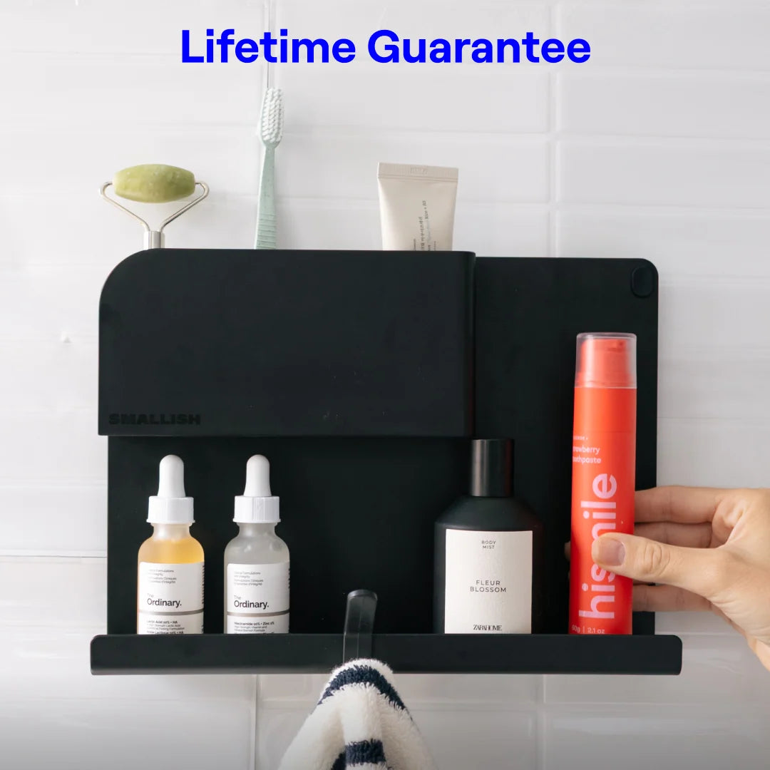 Floating Wall Shelf with Modular Accessories and Cord Storage for Bedside and Living Room Essentials