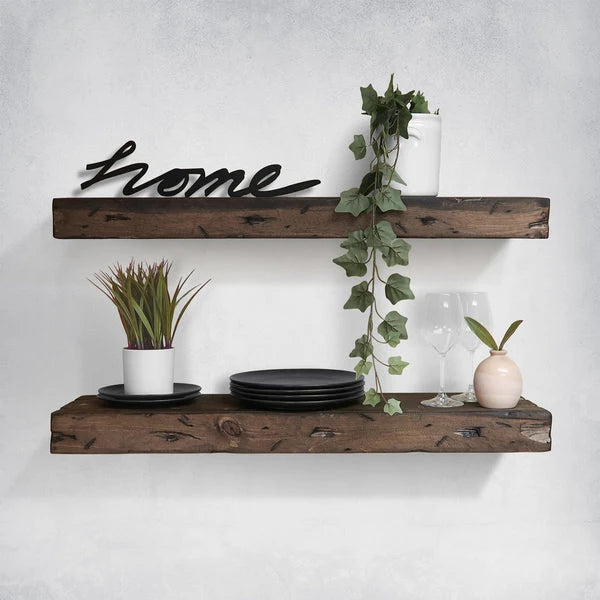 Floating Wall Shelves in Distressed Solid White Pine, 3-Inch Thick with Custom Lengths, Depths and Four Rustic Finishes