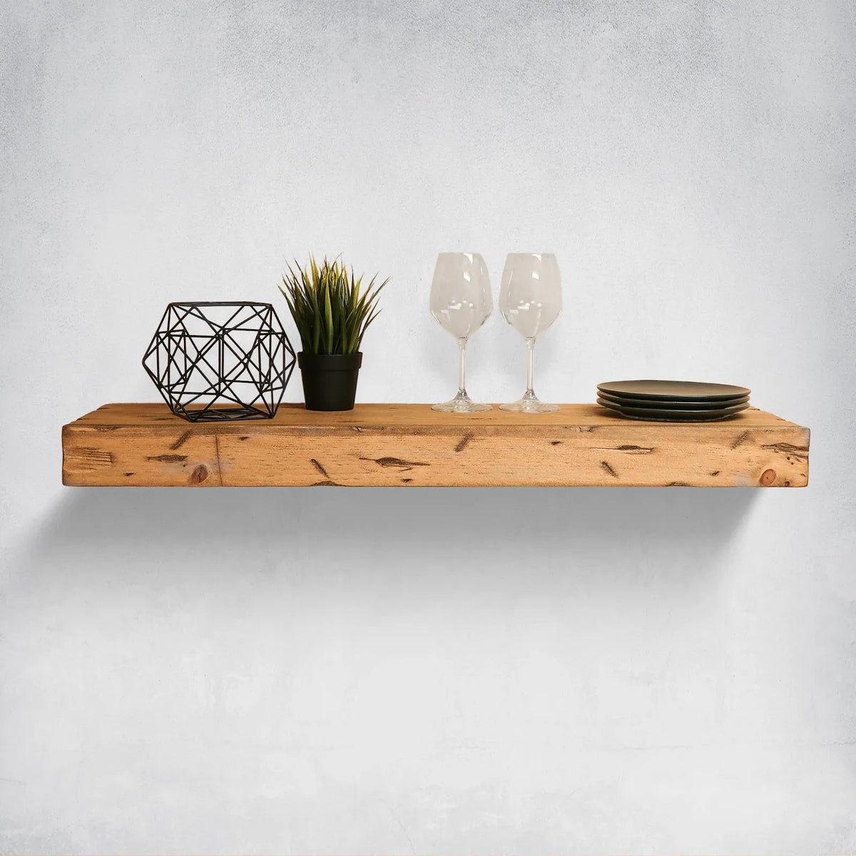 Floating Wall Shelves in Distressed Solid White Pine, 3-Inch Thick with Custom Lengths, Depths and Four Rustic Finishes