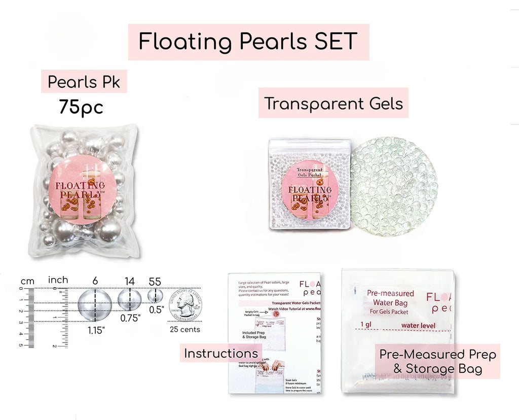 Floating White Pearl Vase Fillers in Three Sizes