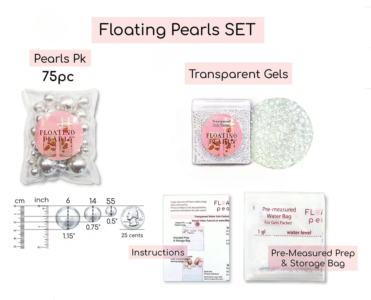 Floating White Pearl Vase Fillers in Three Sizes