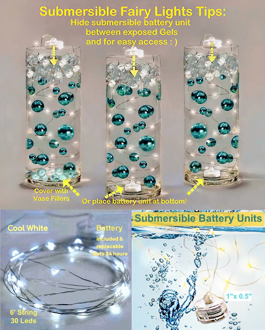 Floating White Pearl Vase Fillers in Three Sizes