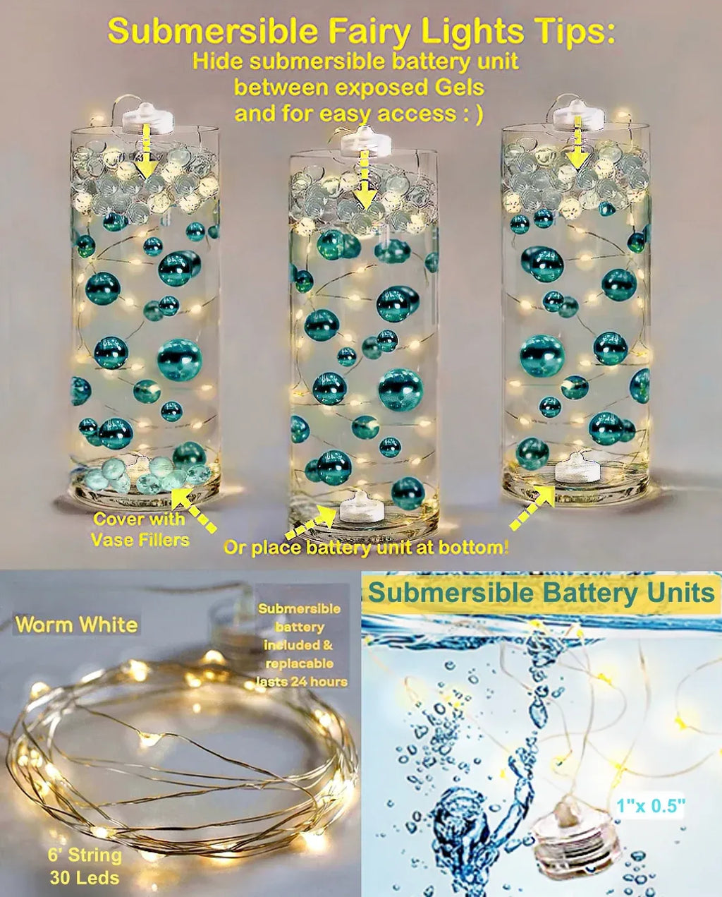 Floating White Pearl Vase Fillers in Three Sizes