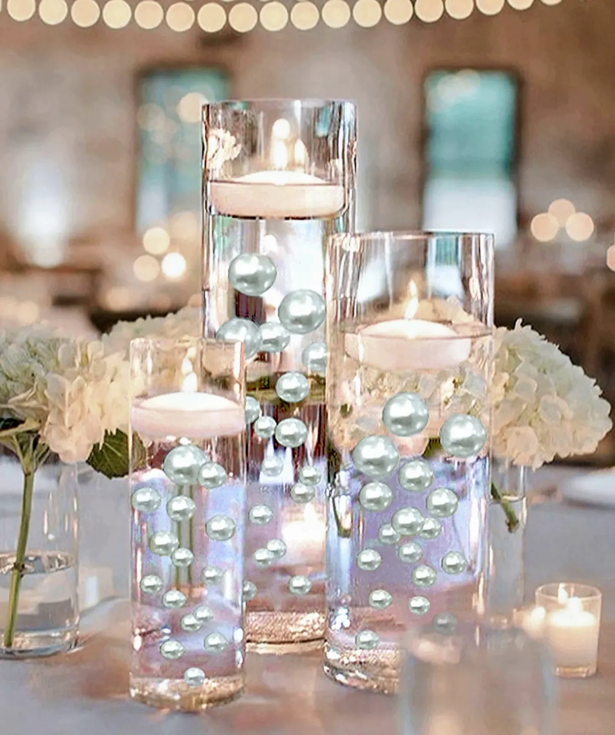 Floating White Pearl Vase Fillers in Three Sizes