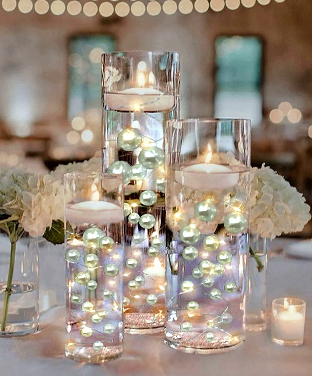 Floating White Pearl Vase Fillers in Three Sizes