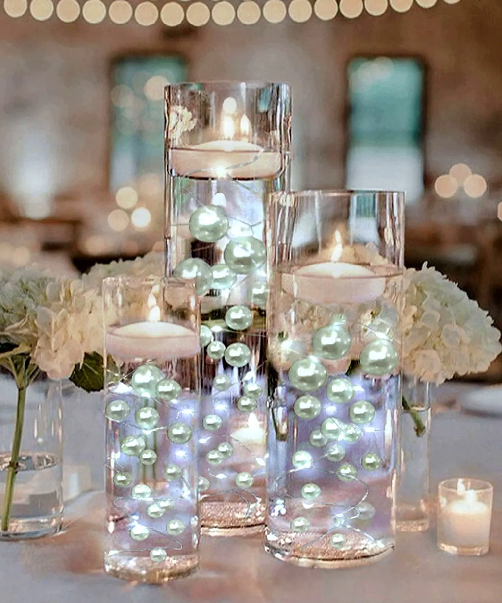 Floating White Pearl Vase Fillers in Three Sizes