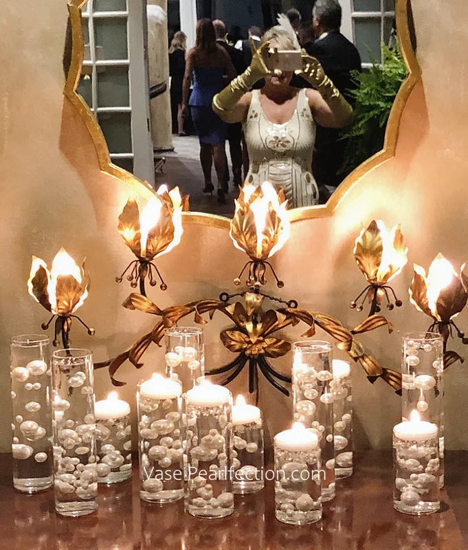 Floating White Pearl Vase Fillers in Three Sizes