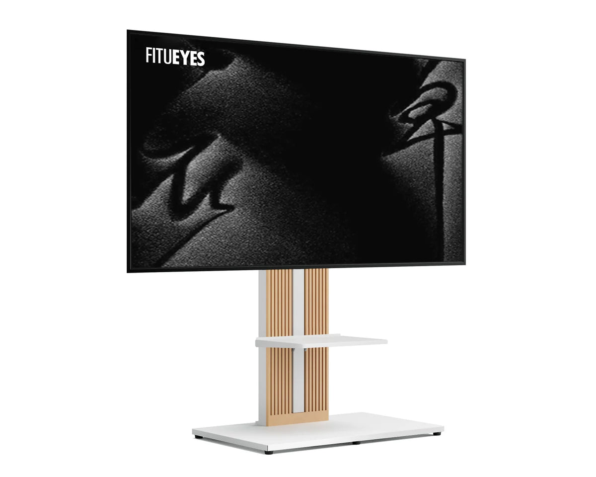 Floor TV Stand, White-With