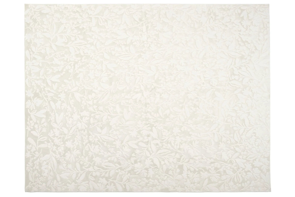 Floral Area Rug in Recycled Polyester, Washable Medium-Pile Design in Bone Beige or Camel, Multiple Room Sizes