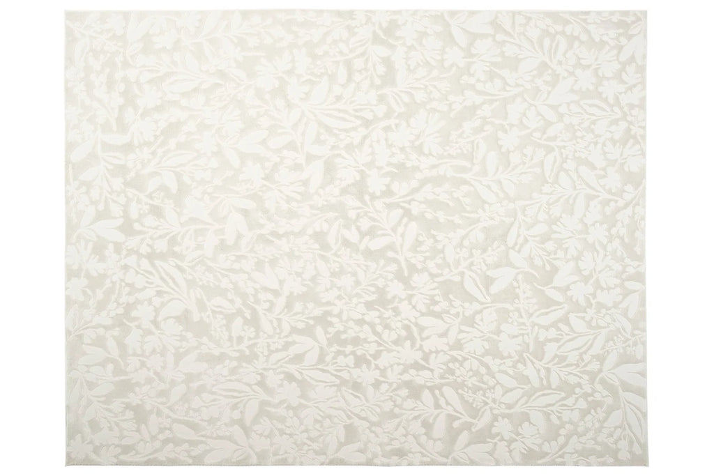 Floral Area Rug in Recycled Polyester, Washable Medium-Pile Design in Bone Beige or Camel, Multiple Room Sizes