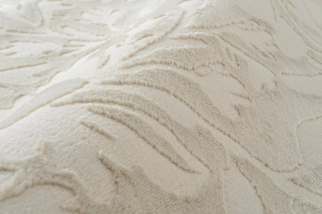 Floral Area Rug in Recycled Polyester, Washable Medium-Pile Design in Bone Beige or Camel, Multiple Room Sizes
