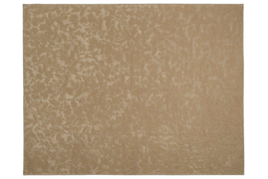 Floral Area Rug in Recycled Polyester, Washable Medium-Pile Design in Bone Beige or Camel, Multiple Room Sizes